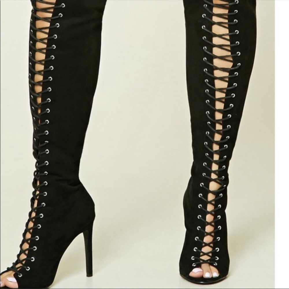 Forever 21 laced up thigh high boots !
